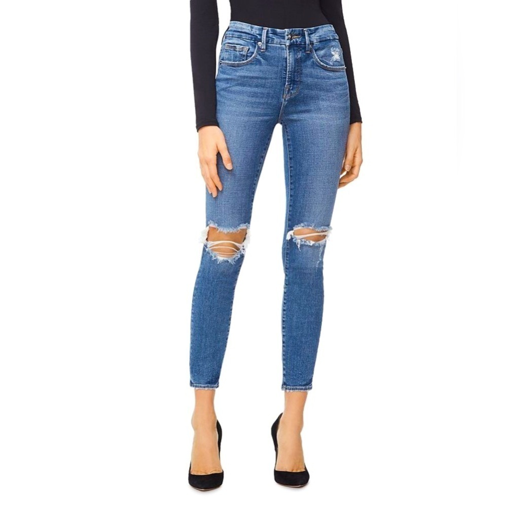 GOOD AMERICAN Good Legs High Waist Crop Skinny Jeans Blue261 14/32